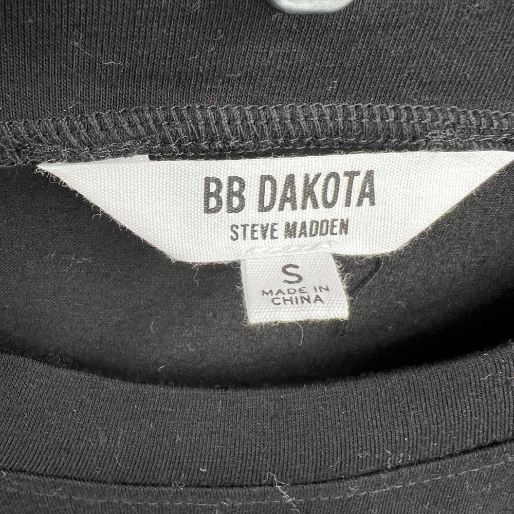 BB Dakota | Steve Madden Women's Black Long Sleeve Cotton-Blend Top Size S - Picture 2 of 4